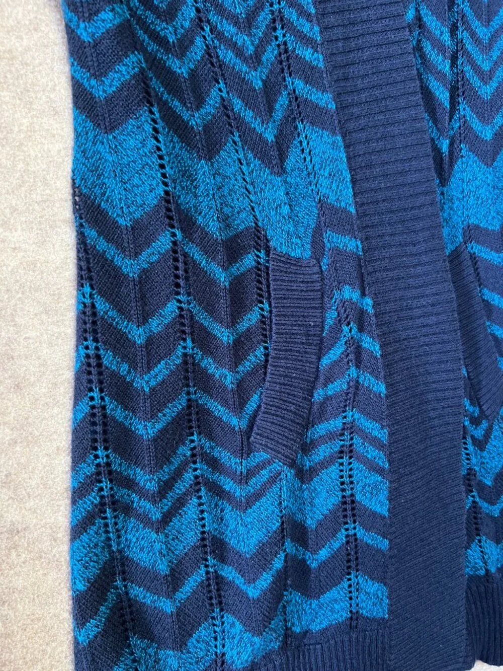 Missoni For Target Knit Chevron Open Cardigan, Blue and Navy, Size M - Picture 5 of 6